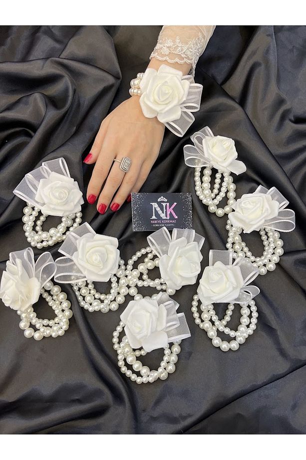 Çiçekli Bride Nedime Bileklik Seti - 1