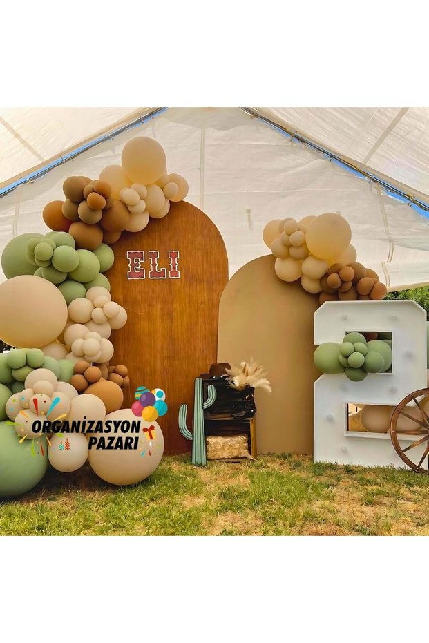 Balloon Set - Sea Sand - Caramel - Moss Green - 100-Piece Balloon Chain Set