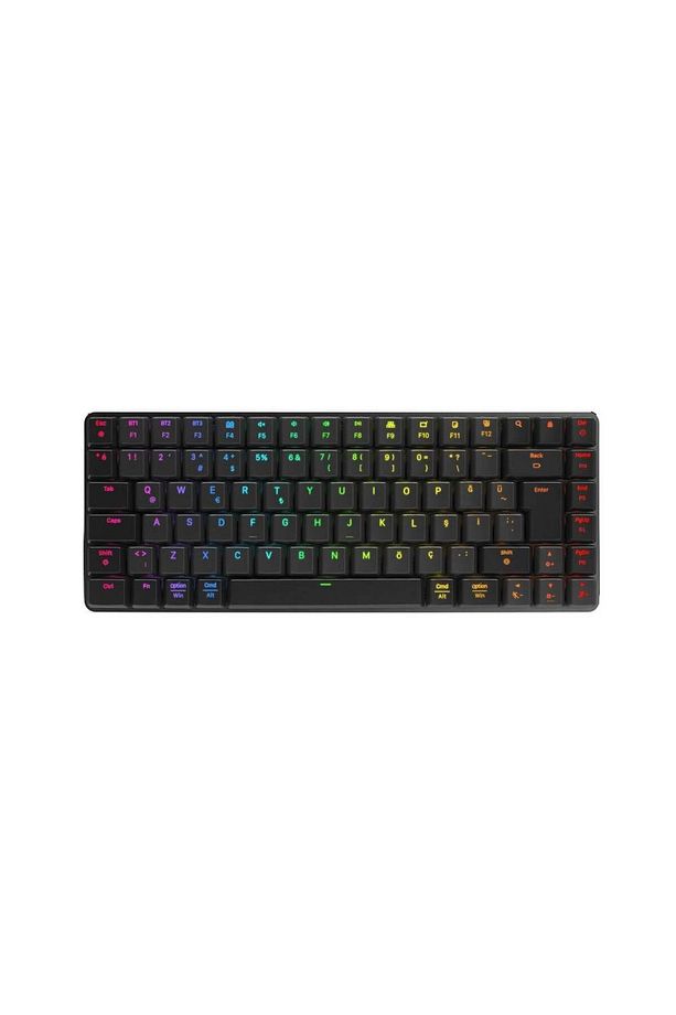 W-GRANITE Siyah/Gri Low Profile Red Switch RGB 2,4 ghz+ BT Mekanik Gaming Klavye - 2