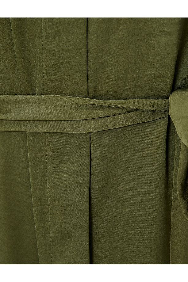 Oversize Midi Gömlek Elbise Kemerli - 6