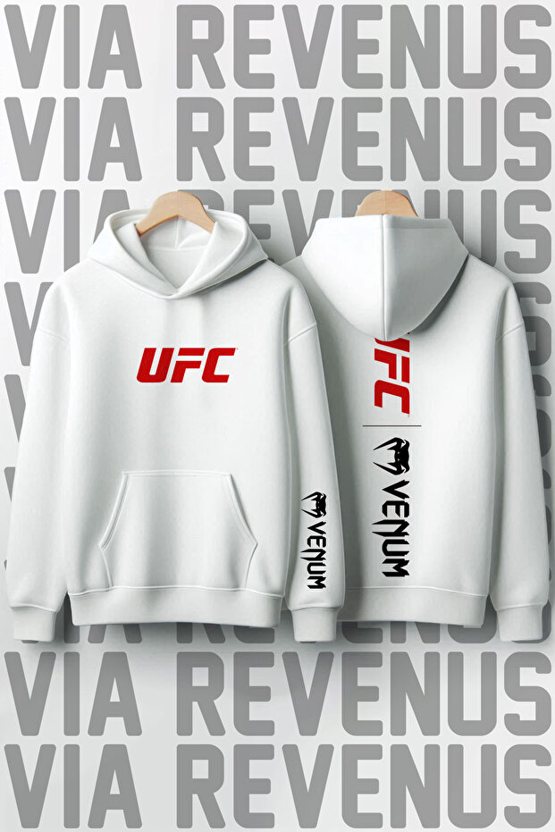 Ufc Front and Back Printed Hooded Sweatshirt