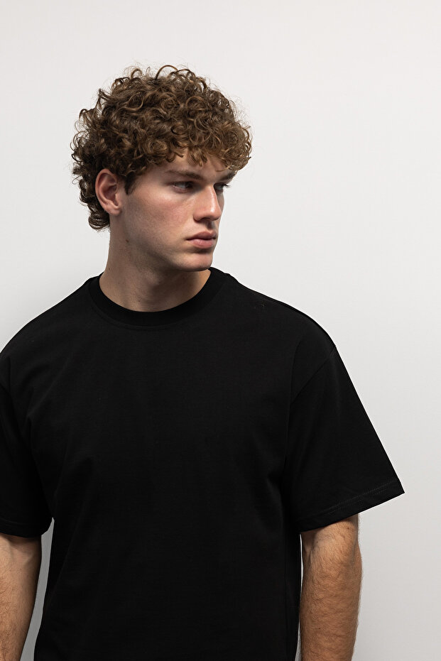 BASIC KISA KOL T-SHIRT - SİYAH - 1