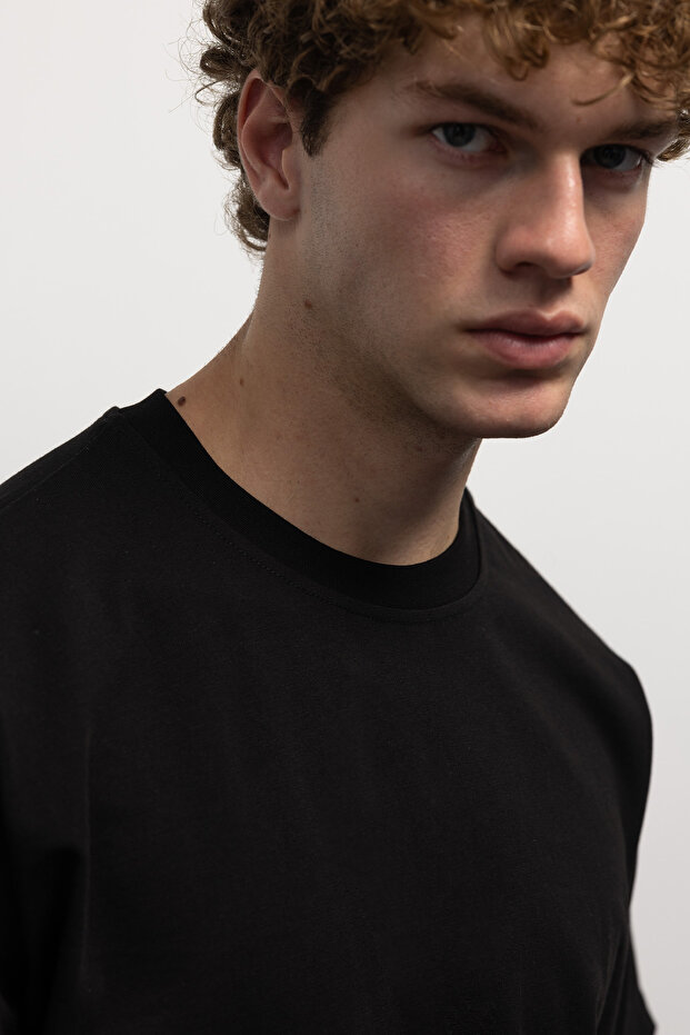 BASIC KISA KOL T-SHIRT - SİYAH - 2