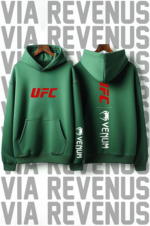 Ufc Front and Back Printed Hooded Sweatshirt