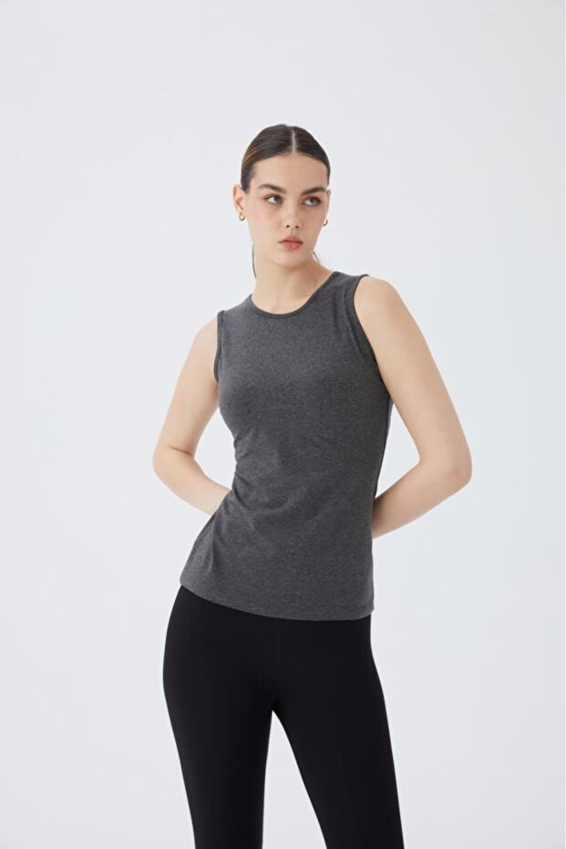 Sleeveless Crew Neck Cotton Women's Body T-Shirt 2048