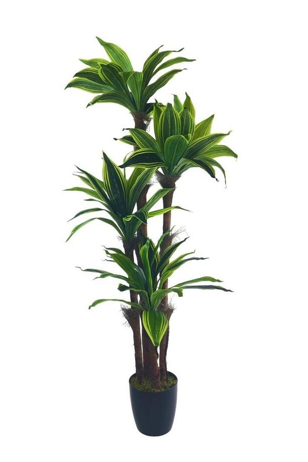 Yapay Ağaç Yukka Sarı Şeritli 4katlı 150cm Salon Çiçeği Yapay Çiçek - 1