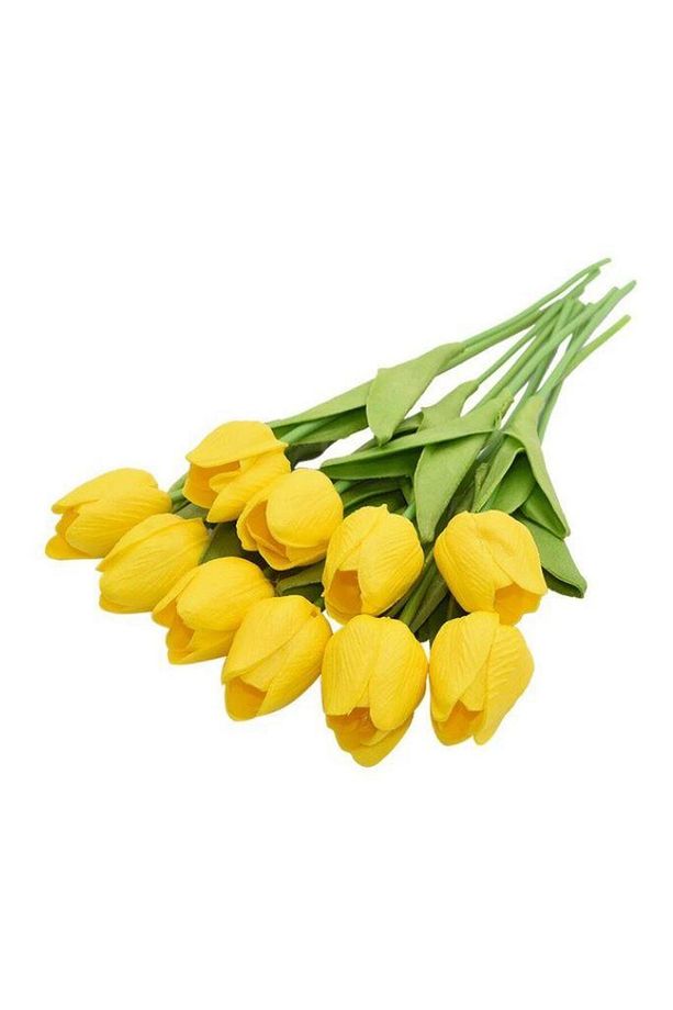Yapay Çiçek Islak Lale Gerçeksi Doku 10lu Sarı - 1