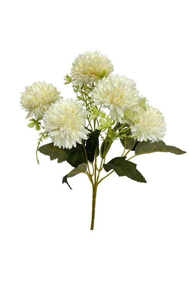 Artificial Flower Chrysanthemum Snowball White 5-Head Bunch Cipsolu