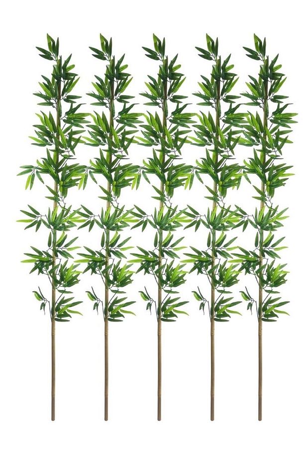 5li Set Yapay Bambu Sopası 20 Yapraklı 190cm Yapay Çiçek Bambu Duvarı Separatör Çiçeği Yapay Çiçek - 1