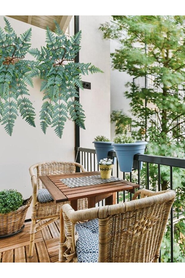 Yapay Çiçek Pastel Cycas Aşk Merdiveni 80cm Eğrelti Otu Sıkas Bitkisi 12 Yaprak 40*80cm Yapay Bitki - 4