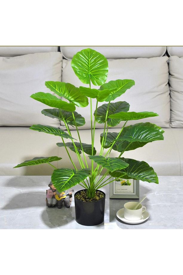 Yapay Çiçek Saksıda Pothos Yeşil 18dal 60cm Salon Çiçeği Yapay Bitki - 4