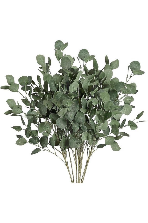 Yapay Çiçek Yeşil Okaliptus Tek Dal Kumaş Yapraklı Uzun Dal 80cm Eucalyptus - 1