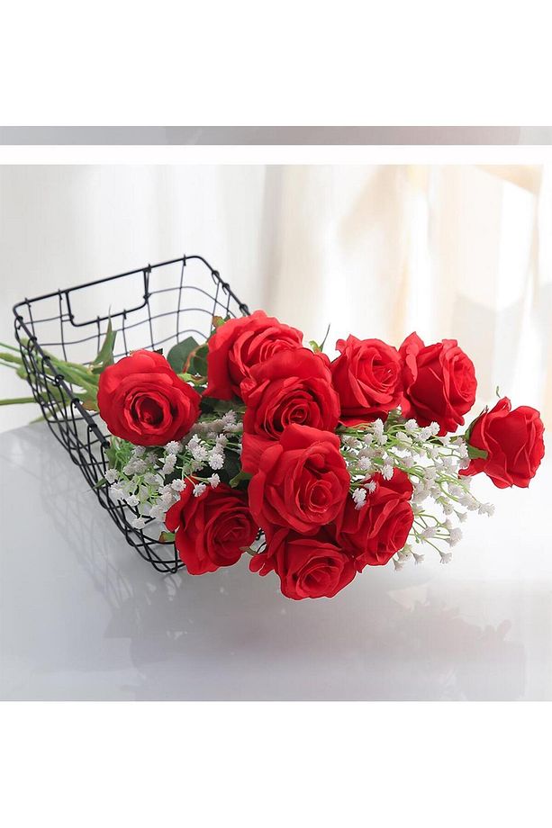 Yapay Çiçek Kırmızı Gül Tek Dal 55 Cm - 3