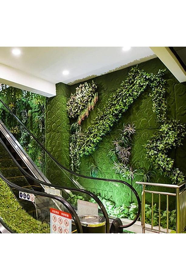 Yapay Çiçek Duvar Kaplama Yosun Paneli 1M2 100*100CM Moss Dik Duvar Uygulama - 7