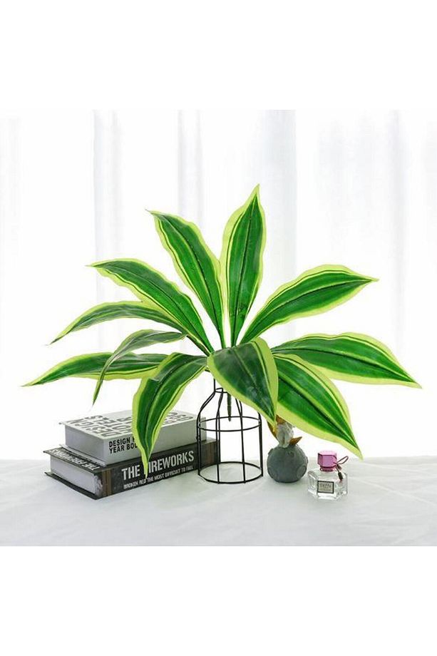 Yapay Çiçek Dracaena Massengena Yaprağı Demeti 11 Yapraklı 40*50cm Dik Duvar Çiçeği Yapay Bitki - 3