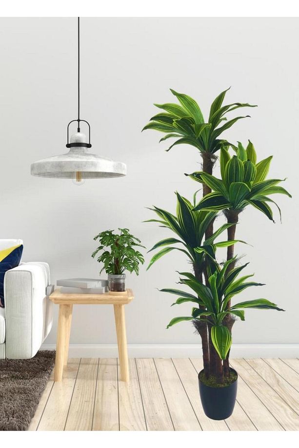 Yapay Ağaç Yukka Sarı Şeritli 4katlı 150cm Salon Çiçeği Yapay Çiçek - 6