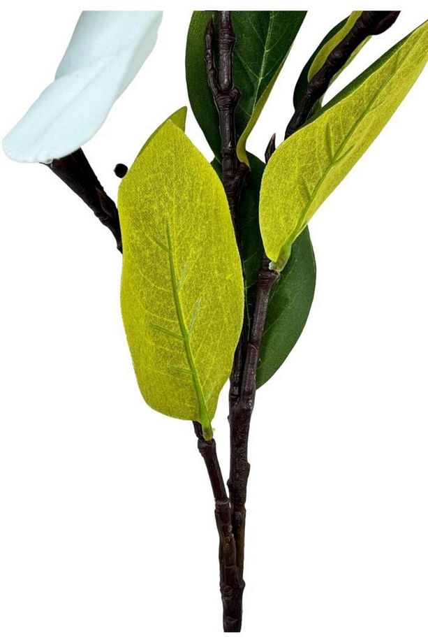 Yapay Çiçek Süt Beyaz Manolya Islak Doku 3 Kafalı Uzun Dal Çiçek Flowers 95cm - 5