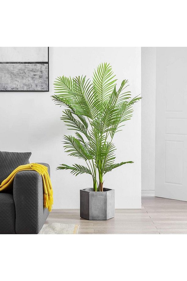 Yapay Ağaç Areka Ağacı Saksısız Palmiye Ağacı Salon Bitkisi 195cm 16 Dev Yaprak - 5