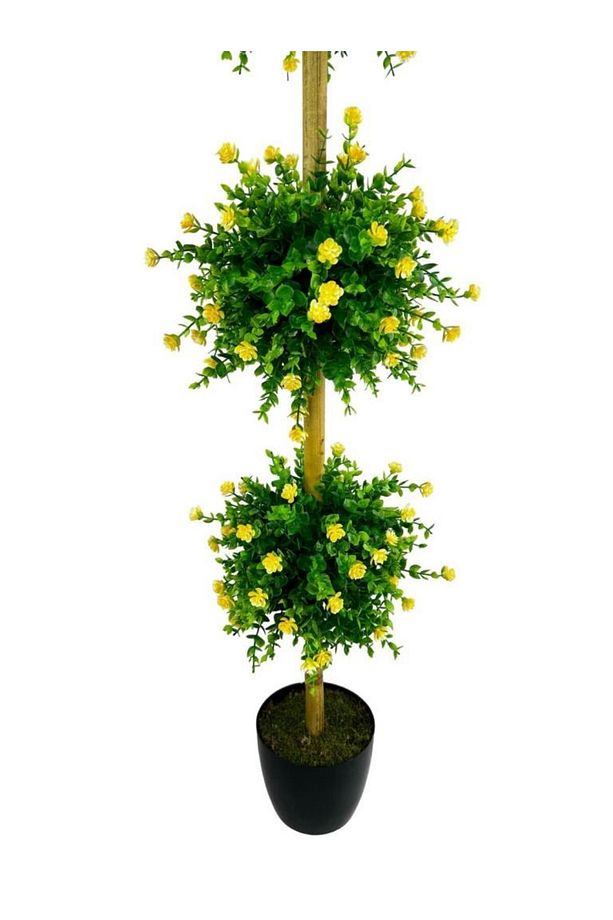 Yapay Ağaç Sarı Mineli Şimşir Top Siyah Saksılı 115*30cm - 4