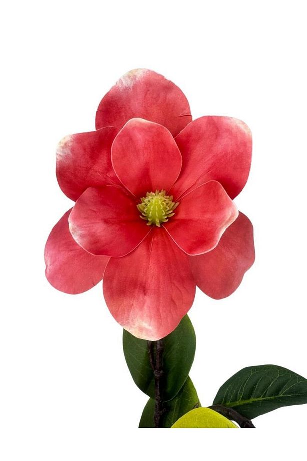 Yapay Çiçek Pembe Koyu Manolya Islak Doku 3 Kafalı Uzun Dal Çiçek Flowers 95cm - 4