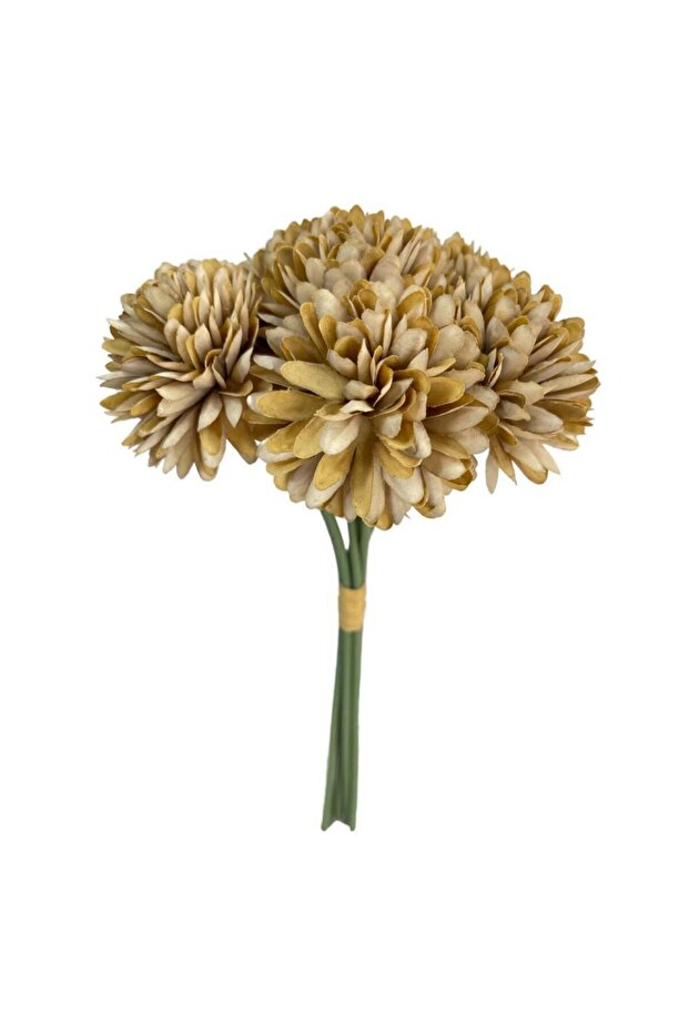 Artificial Flower Chrysanthemum Snowball Mink Color 7 Separate Single Branch Bunch - 4