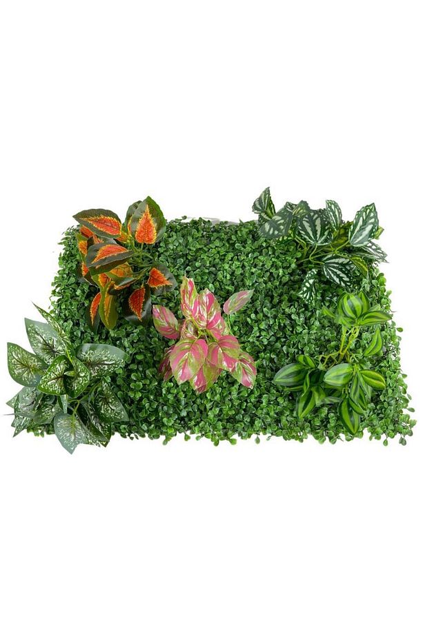 Yapay Çiçek Duvar Kaplama Panel Şimşir 40*60 5demet Yeşil Bitki Dik Duvar Uygulama Çiçeği - 2