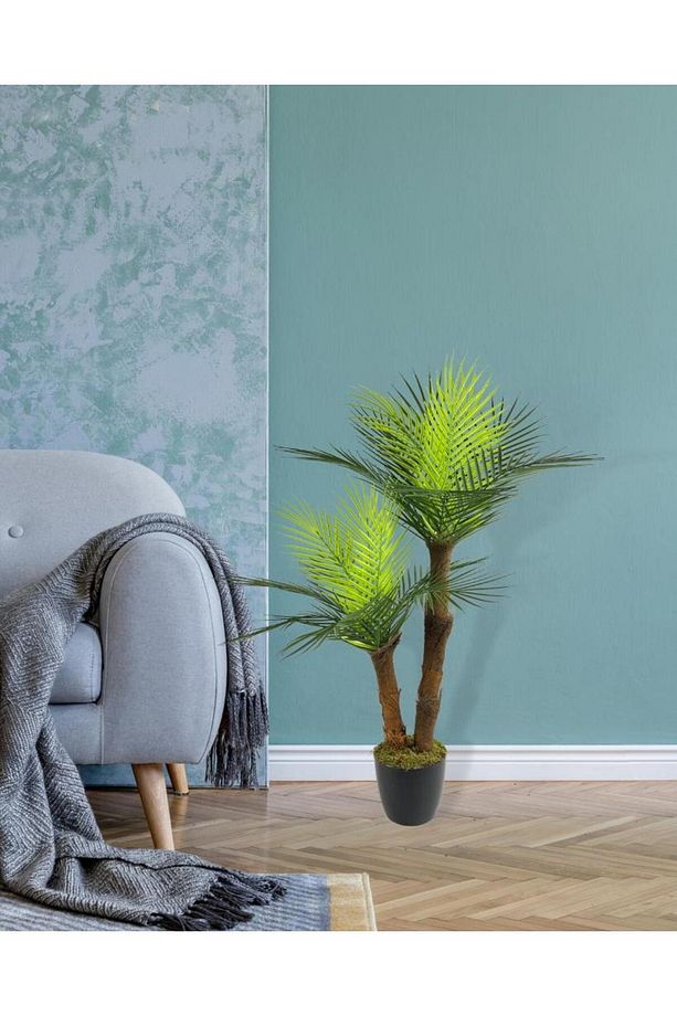 Yapay Ağaç 2 Dal 100cm Areka Palmiye Ağacı Areka 2katlı Salon Çiçeği Yapay Çiçek - 3