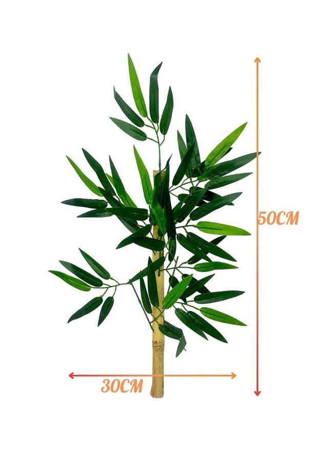 5li Set Yapay Bambu Sopası 6 Yapraklı 50cm Yapay Çiçek Bambu Duvarı Separatör Çiçeği Yapay Çiçek - 3