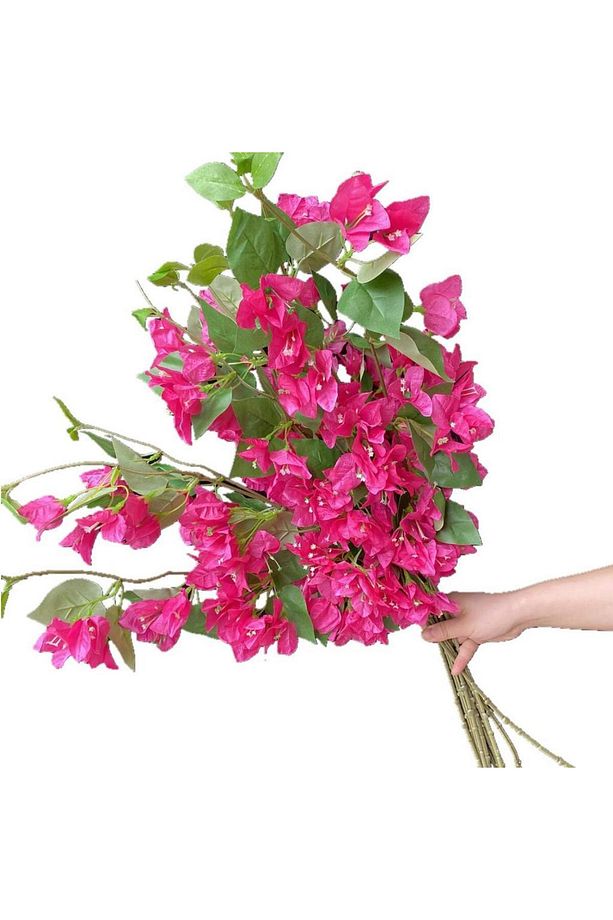 Yapay Çiçek 3Dal Begonvil Çiçeği Fuşya 80cm Tek Dal Bodrum Çiçeği Sarkan Çiçek - 1
