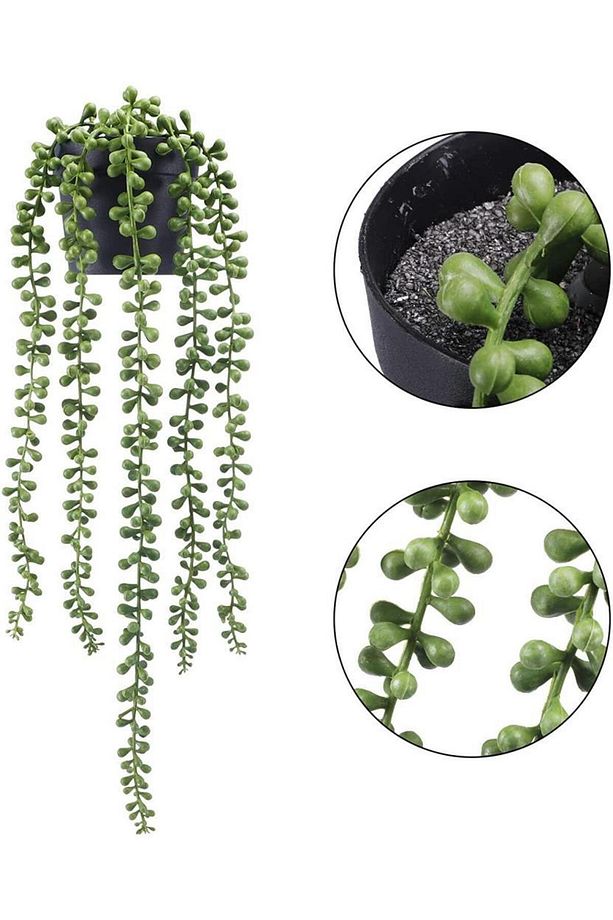Yapay Çiçek Saksıda Sarkan String 6 Dallı 55cm Sarkan Çiçek - 5