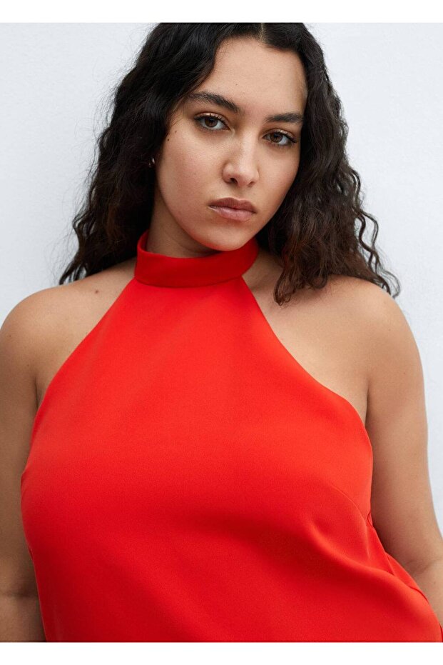 Sırtı açık halter elbise - 5