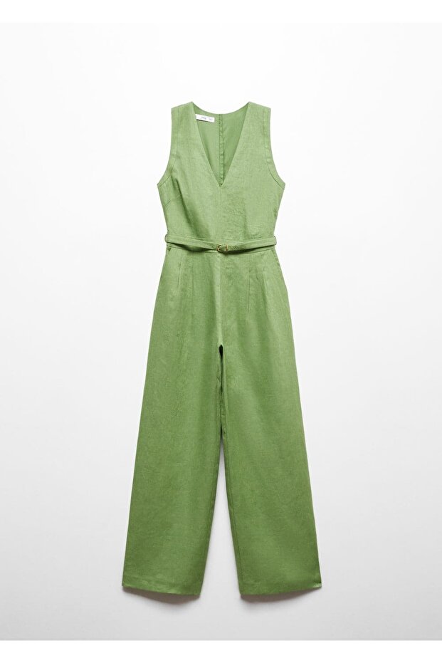 %100 keten kemerli tulum - 3