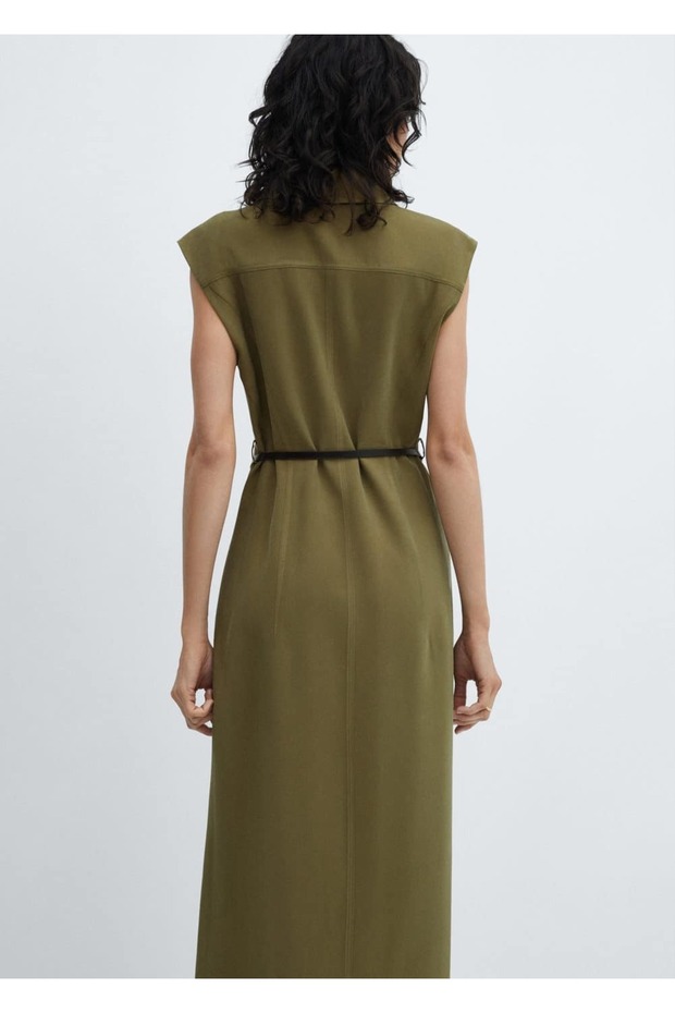 Kemerli gömlek elbise - 4