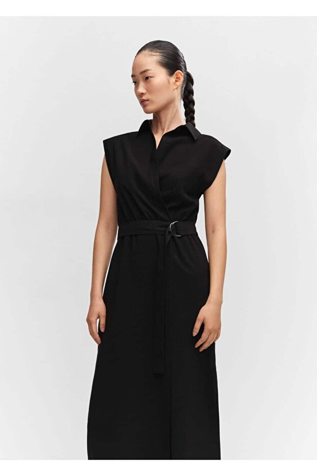 Kemerli gömlek elbise - 1