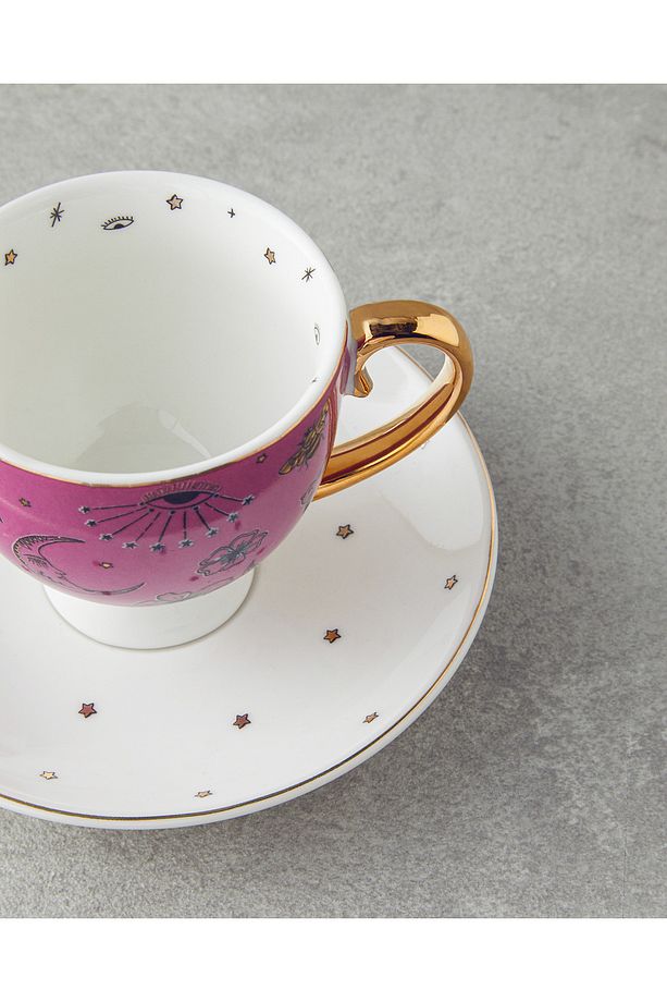 Talisman Magic New Bone China 4 Parça 2 Kişilik Kahve Fincan Takımı 100 ml Pembe - 4