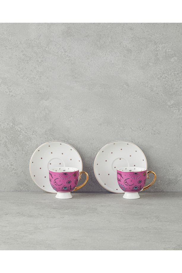 Talisman Magic New Bone China 4 Parça 2 Kişilik Kahve Fincan Takımı 100 ml Pembe - 2