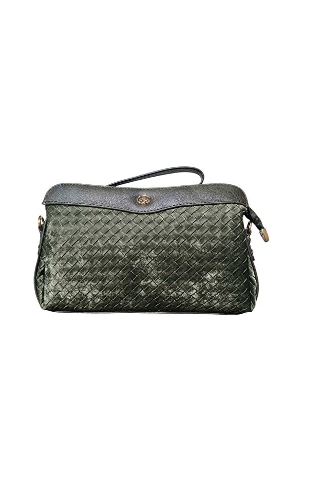 Multi-Compartment Portfolio and Crossbody Bag Knitted Khaki