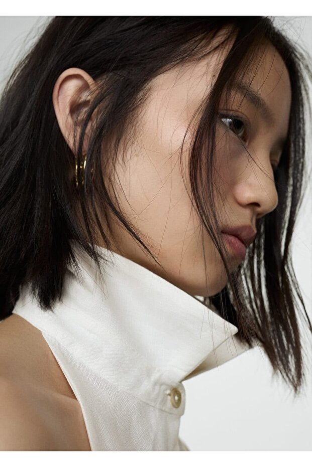 Gömlek yaka keten elbise - 6