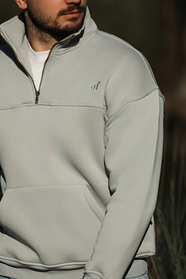Solano Ash Oversize Kanguru Cep Sweatshirt - 4