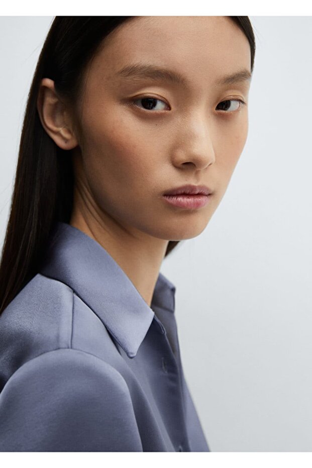 Düğmeli saten gömlek - 6