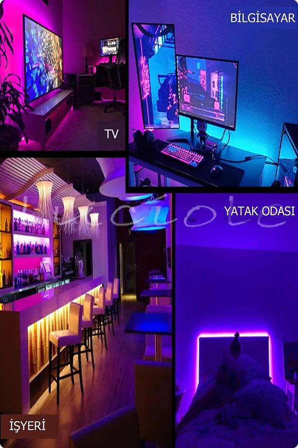 Rgb Led Tak Çalıştır 16 Renkli 4 Animasyonlu Tv Arkası Led Yatak Odası Led Bilgisayar Led 3metre - 8