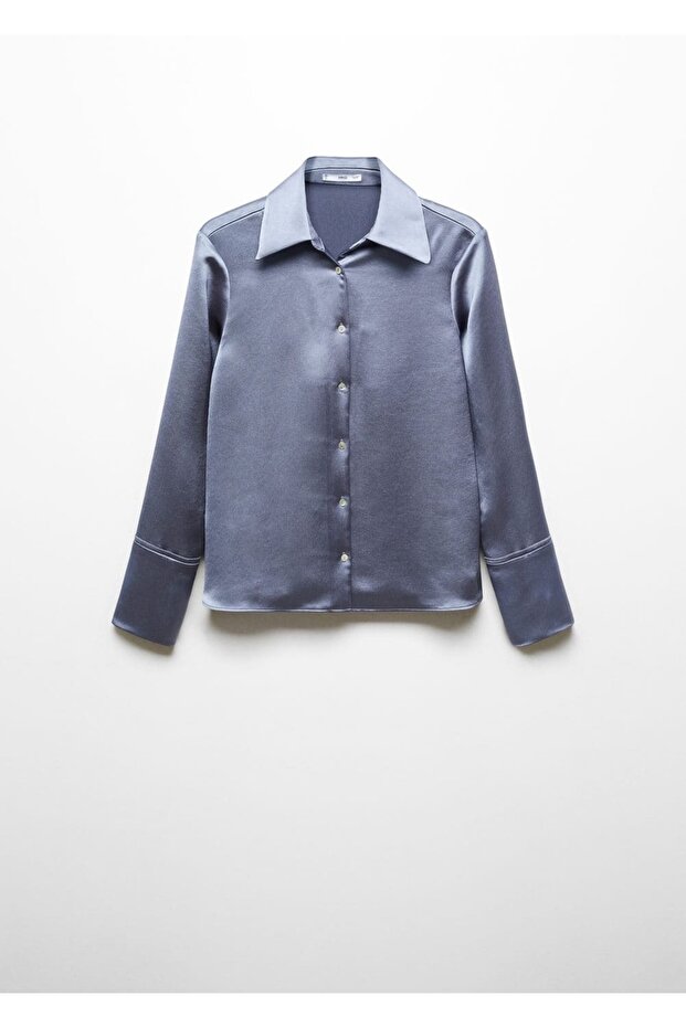 Düğmeli saten gömlek - 3