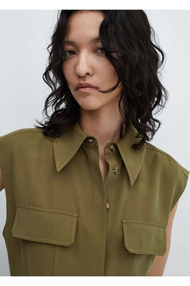 Kemerli gömlek elbise - 7