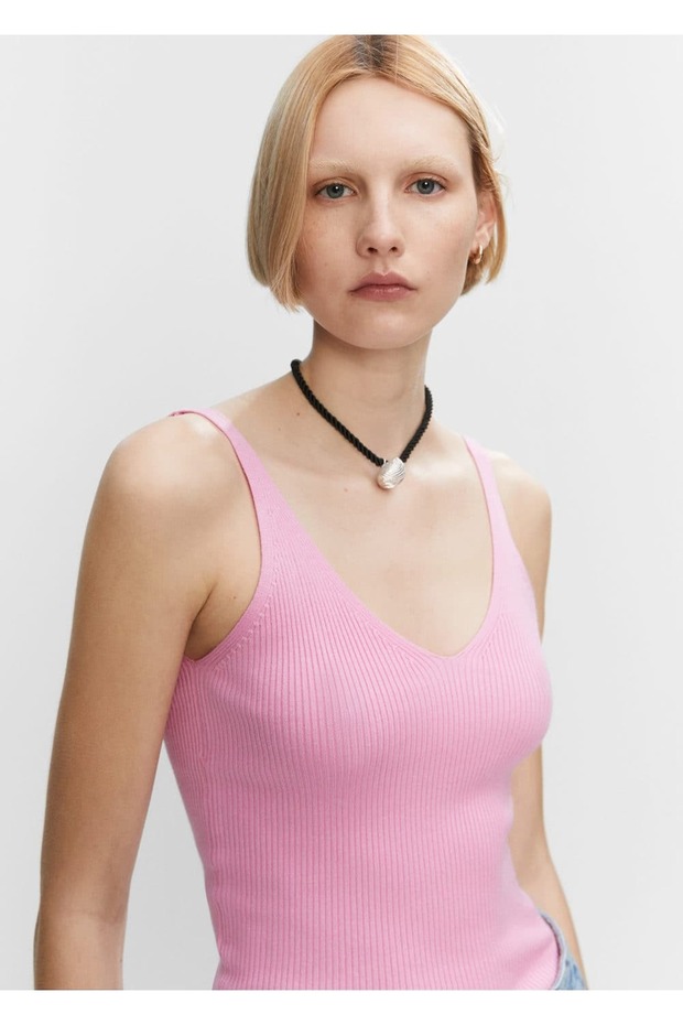 V yaka triko bluz - 6