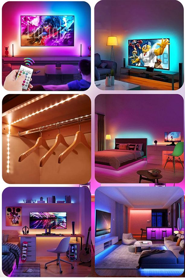 4 Metre Tv Arkası 16 Renkli Tak Çalıştır Yatak Odası Mutfak Bilgisayar Rgb Led Lambader Animasyon - 6