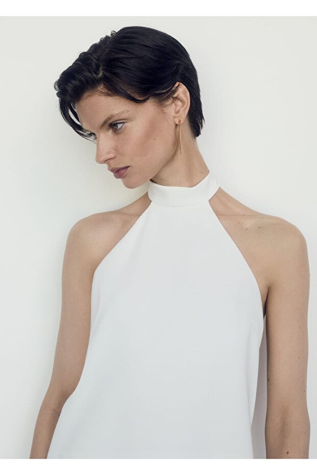 Sırtı açık halter elbise - 5