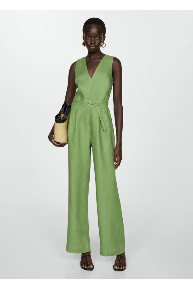 %100 keten kemerli tulum - 2