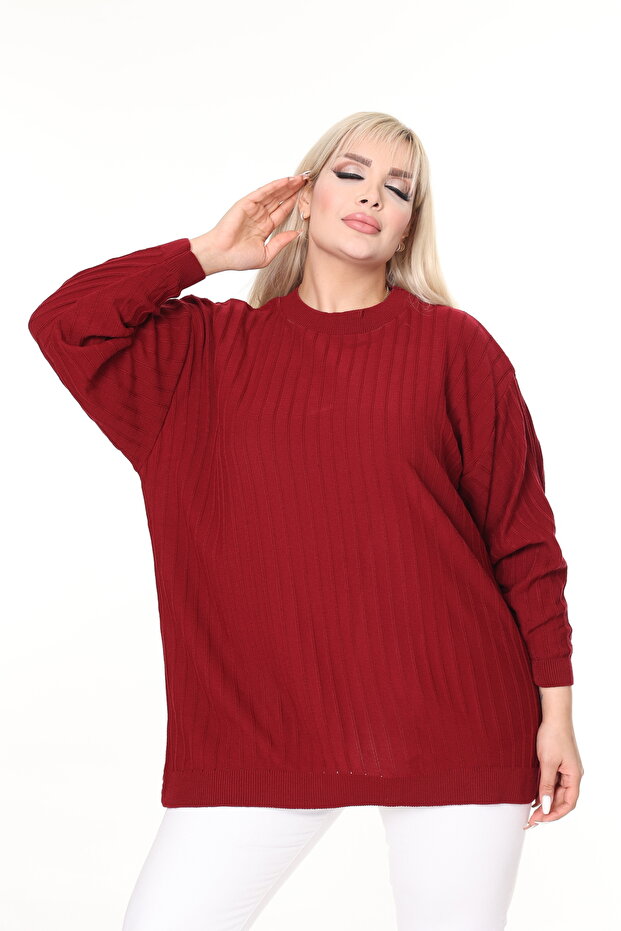 Crew Neck Comfortable Fit Large Size Knitwear Sweater