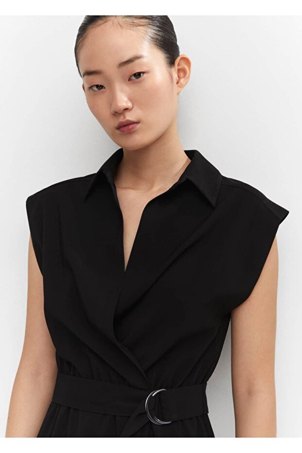 Kemerli gömlek elbise - 7