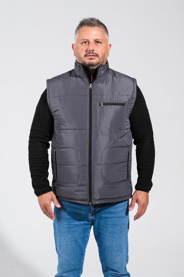 Winter Father's Vest with Thick Fleece Inside with Multi-Pocket Zipper